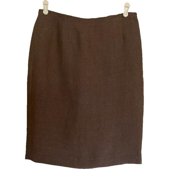Donna Karan Brown Linen Skirt Suit Set Size 8 - Picture 3 of 16
